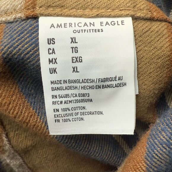 American Eagle Southwestern Twill Flannel Shirt XLarge Earthtone Casual #330 - Picture 8 of 8